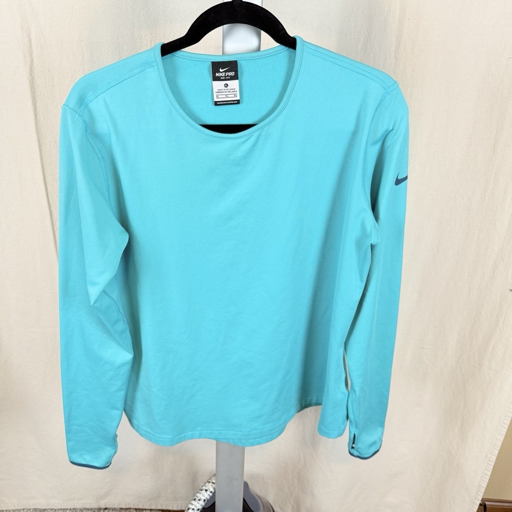 Nike Pro Dri-Fit Turquoise Blue Xl‎ Long Sleeve Thermal T-shirt